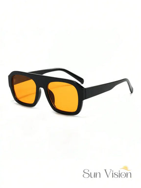 Óculos de Sol Feminino Quadrado Fashion Elegante Preto/Laranja Óculos de Sol