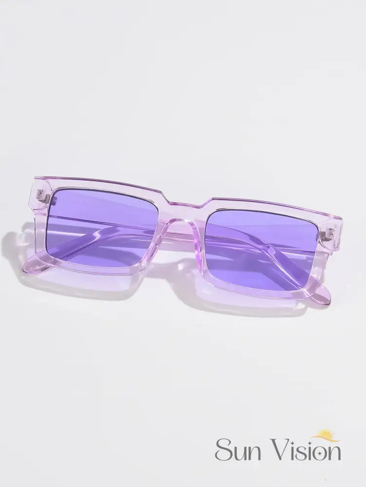 Óculos de Sol Retangular Transparente Fashion Feminino Roxo Óculos de Sol